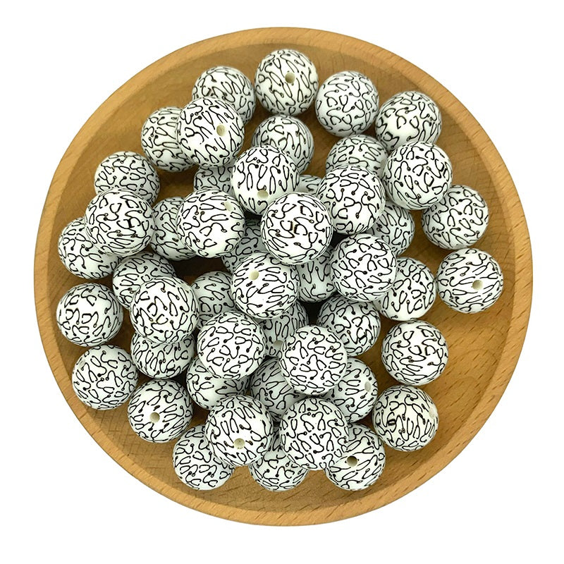 50pcs 15mm Medical Silicone Beads Heart Beat Stethoscope Print 2