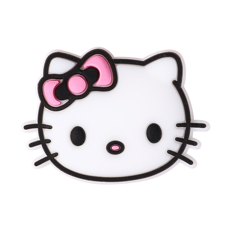 20Pcs Silicone Focal Beads White Cat Head with Bow Detail 4