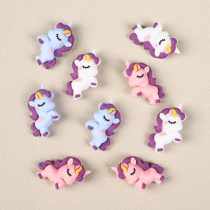 20Pcs Silicone 3D Focal Beads Unicorn Sleeping Pose 3