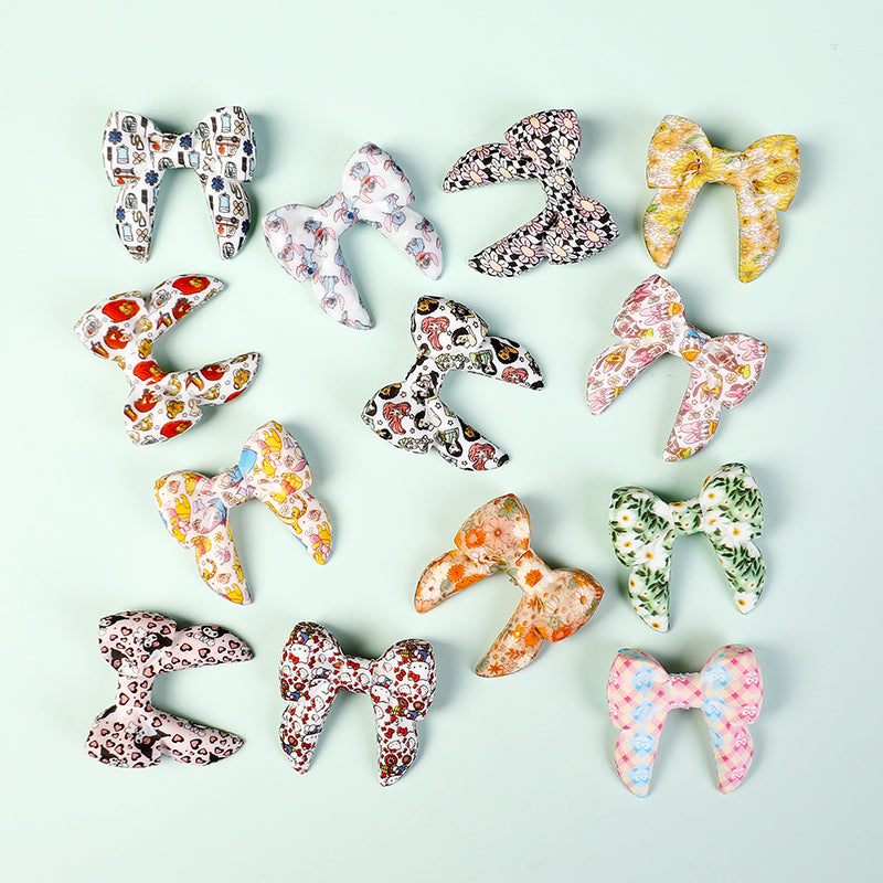 10Pcs Silicone 3D Focal Beads Colorful Bow Printed Shape