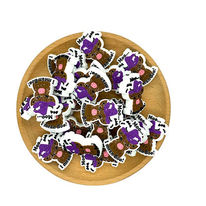 20pcs Silicone Focal Beads Halloween Witch Hat Cow Front Facing 2
