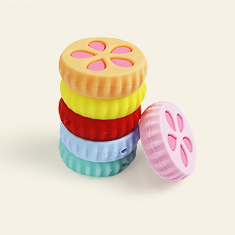 Silicone Focal Beads Petal Round Cookie Cutout Center