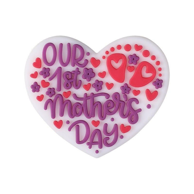 Silicone Focal Beads Mothers Day Floral Text Designs 10