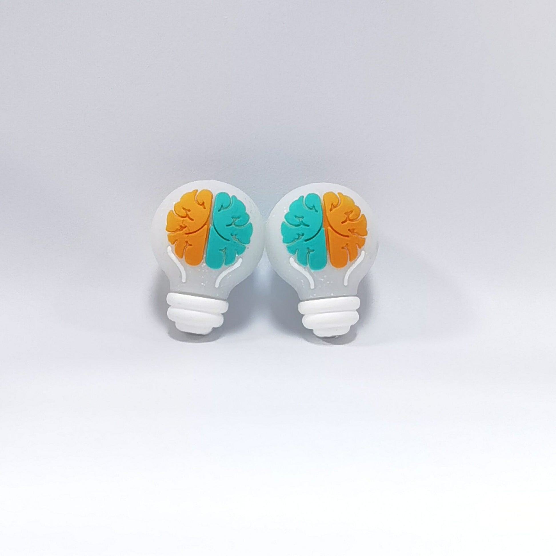20Pcs Silicone 3D Focal Beads Brain Light Bulb Front Facing