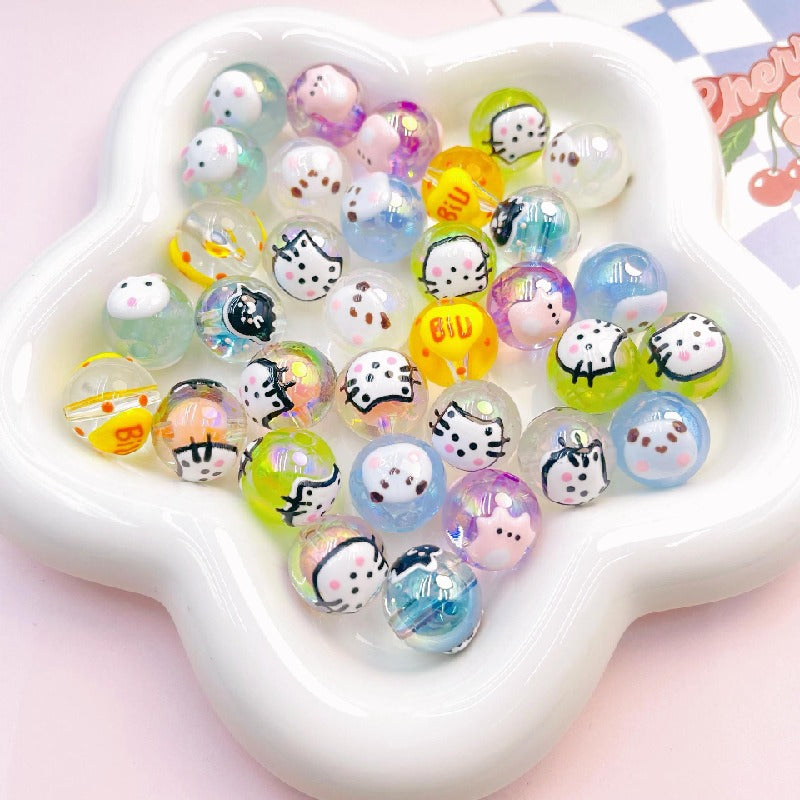 2pcs 16mm Transparent Cat Rabbit Acrylic Beads DIY Bracelet Making 15