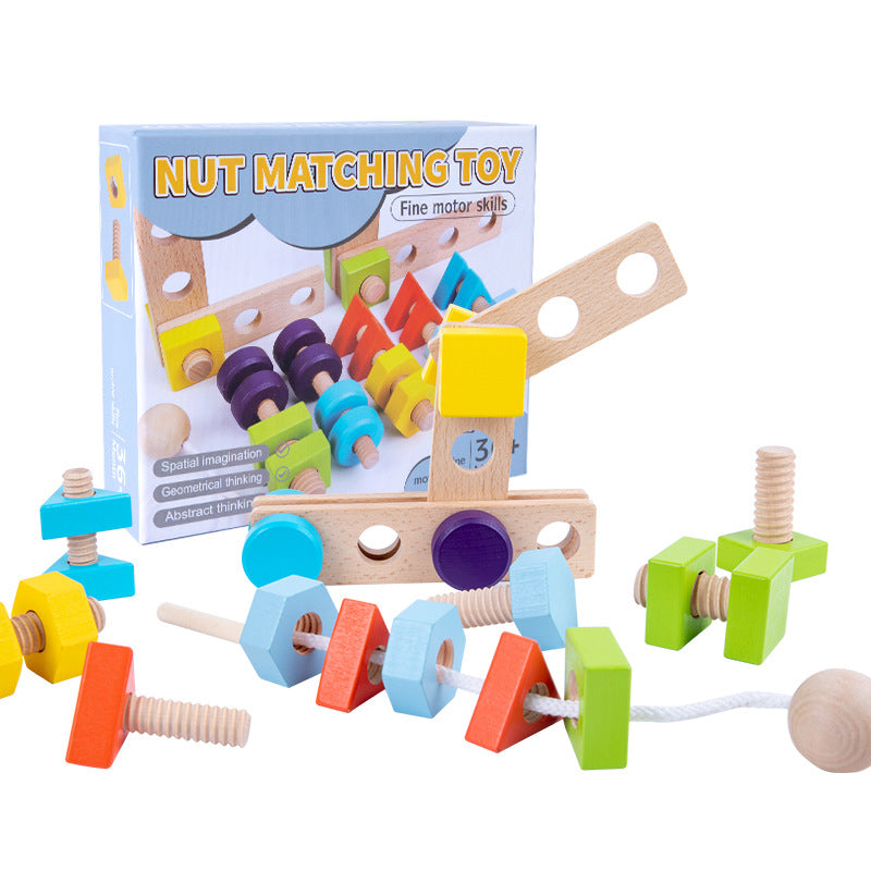 Wooden Shape Nut Pairing Montessori Toys Fine Motor Skills