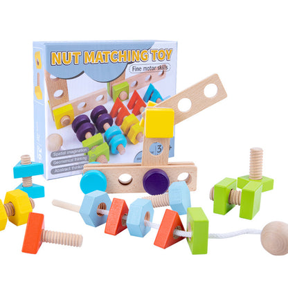 Wooden Shape Nut Pairing Montessori Toys Fine Motor Skills
