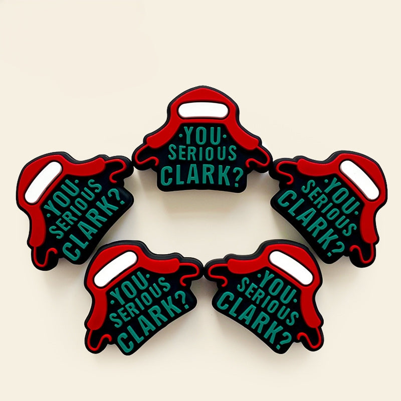 20Pcs Silicone Focal Beads Christmas Series Work Hats With Printed Text