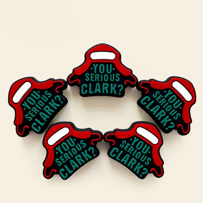 20Pcs Silicone Focal Beads Christmas Series Work Hats With Printed Text