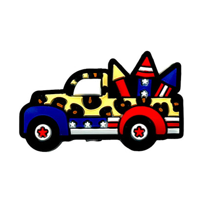 20pcs Silicone Focal Beads Independence Day US Truck with Fireworks