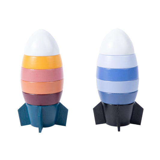 Wooden Space Rocket Montessori Toys Color Shape Pairing 8x8x18cm