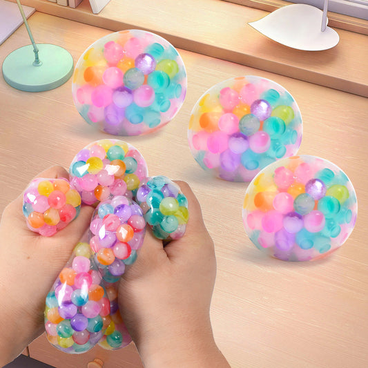 Rainbow Bead Squeeze Sensory Stress Ball Soft Plastic Toy 6cm
