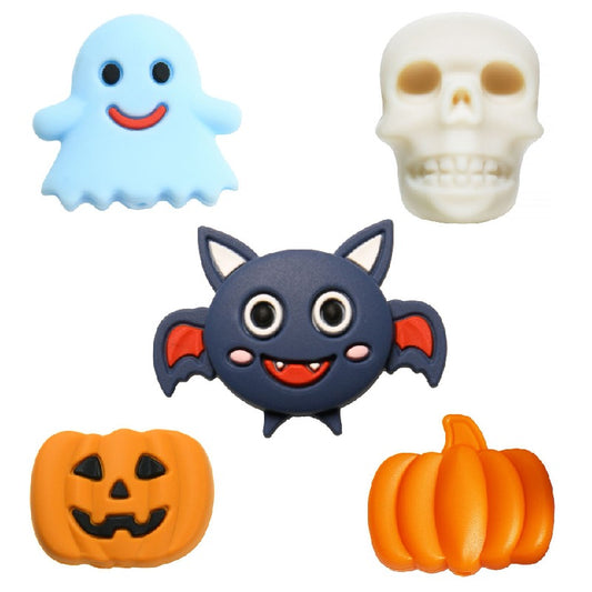 10pcs Silicone Focal Beads Halloween Ghost Bat Skull Pumpkin Designs