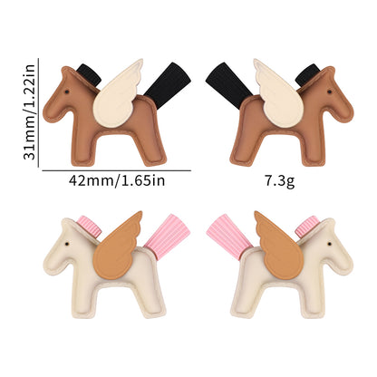 20Pcs Silicone 3D Focal Beads Flying Horse Brown Yellow Wings Tail 7
