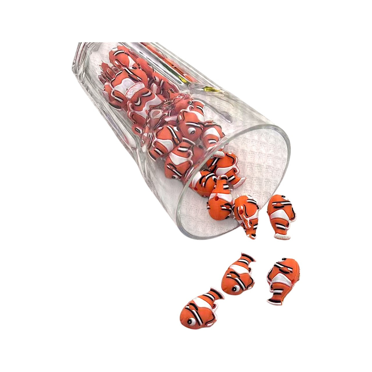 20Pcs Silicone 3D Focal Beads Cute Fish Side Profile Orange 4