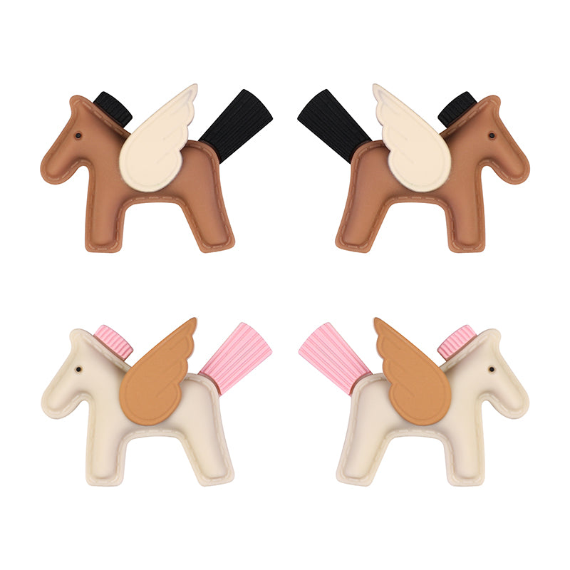 20Pcs Silicone 3D Focal Beads Flying Horse Brown Yellow Wings Tail 6