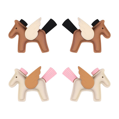 20Pcs Silicone 3D Focal Beads Flying Horse Brown Yellow Wings Tail 6