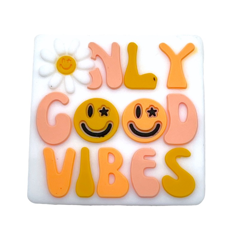 20pcs Silicone Focal Beads Only Good Vibes Smiley Flower Design