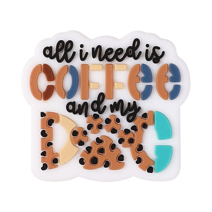 Silicone Focal Beads Leopard Dog Mom Series with Text and Paw Prints 12