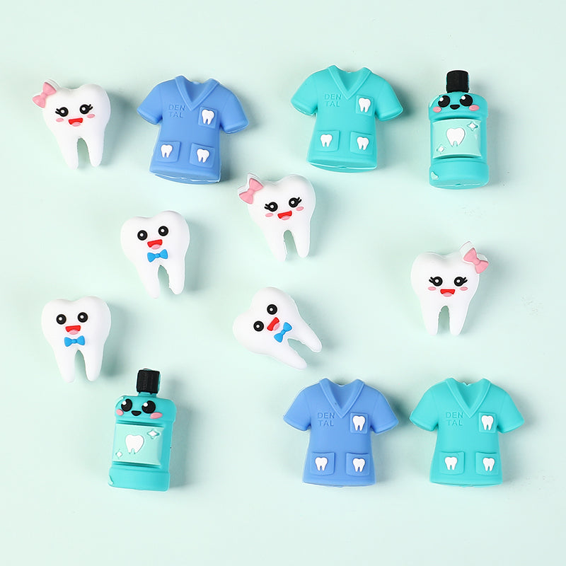 20Pcs Silicone 3D Focal Beads Dentist Mouthwash Teeth and Uniforms 4