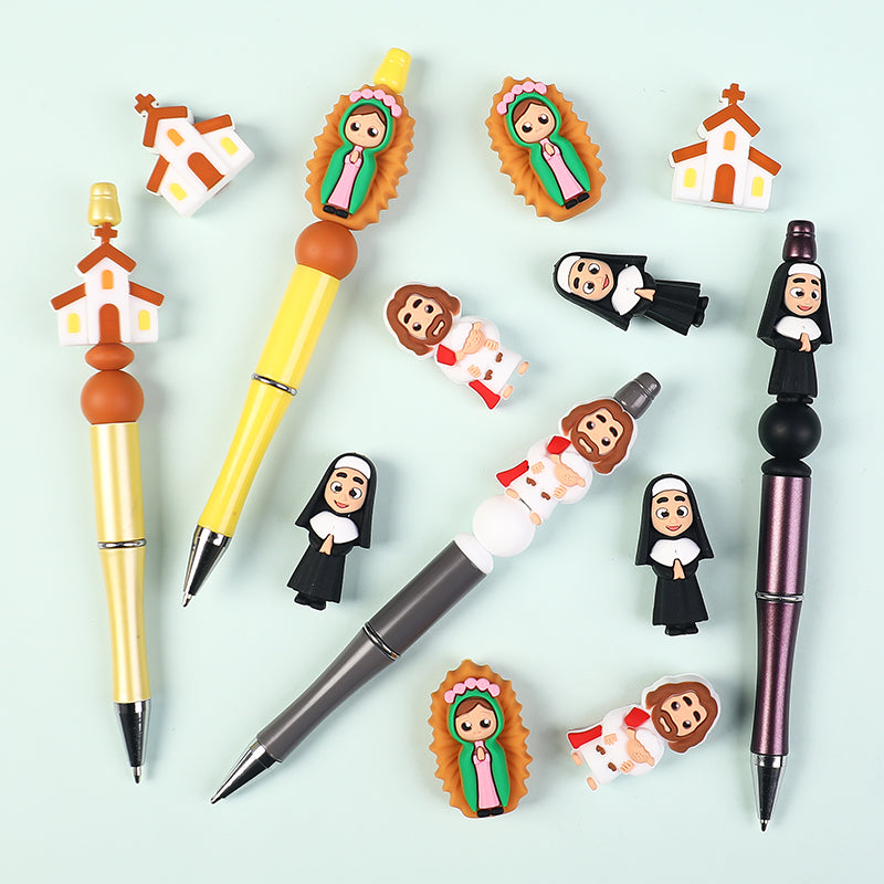 20Pcs Silicone 3D Focal Beads Religious Church Nun Jesus Mary Collection 9