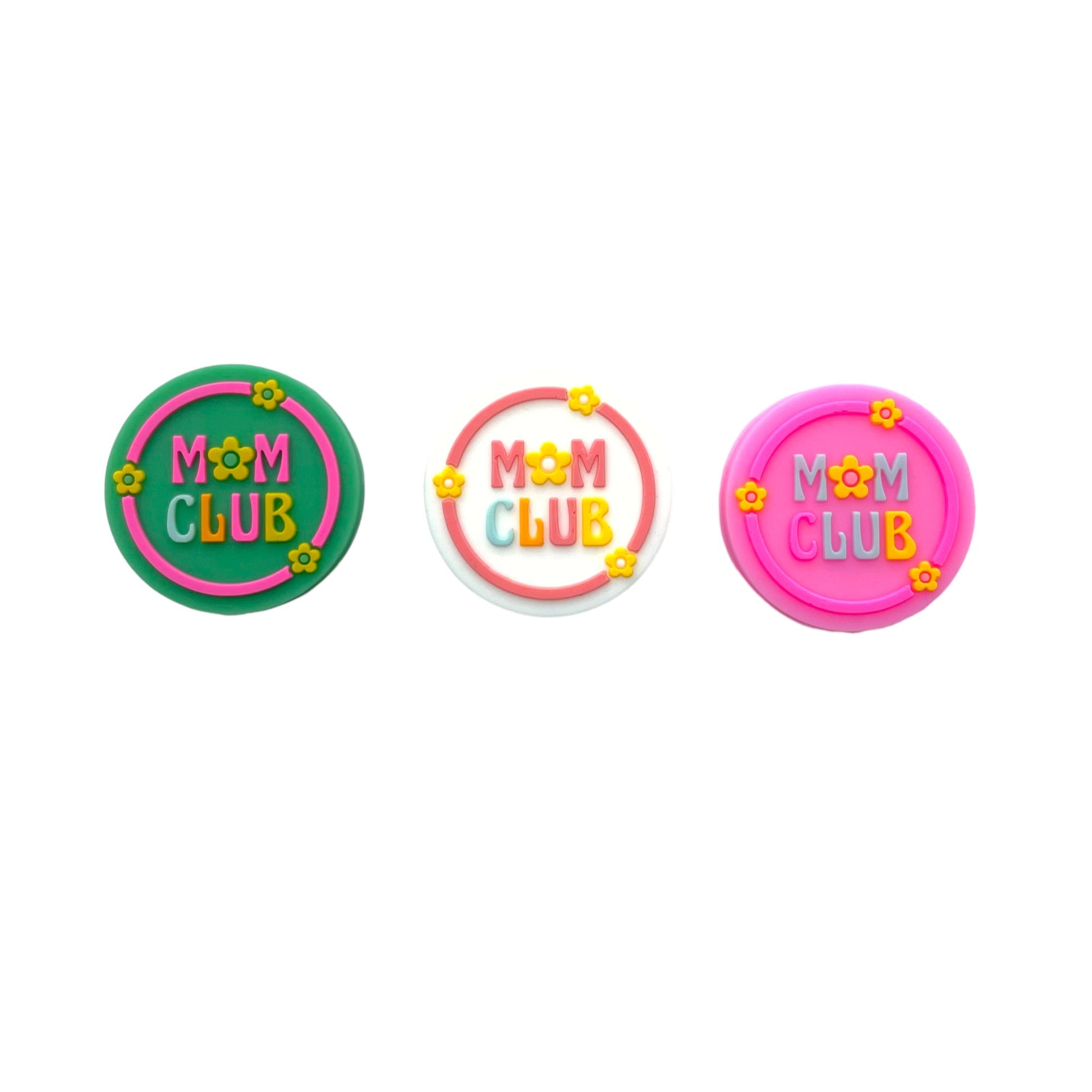 20pcs Silicone Focal Beads MOM Club With Flower Accents