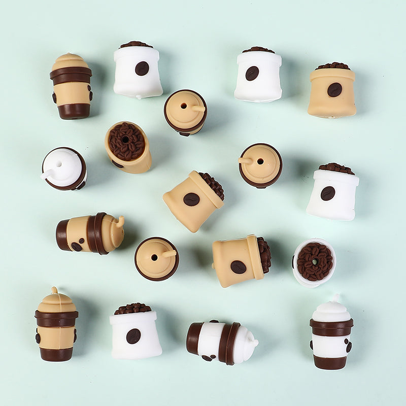 20Pcs Silicone 3D Focal Beads Coffee Cup with Coffee Bean Detail 8