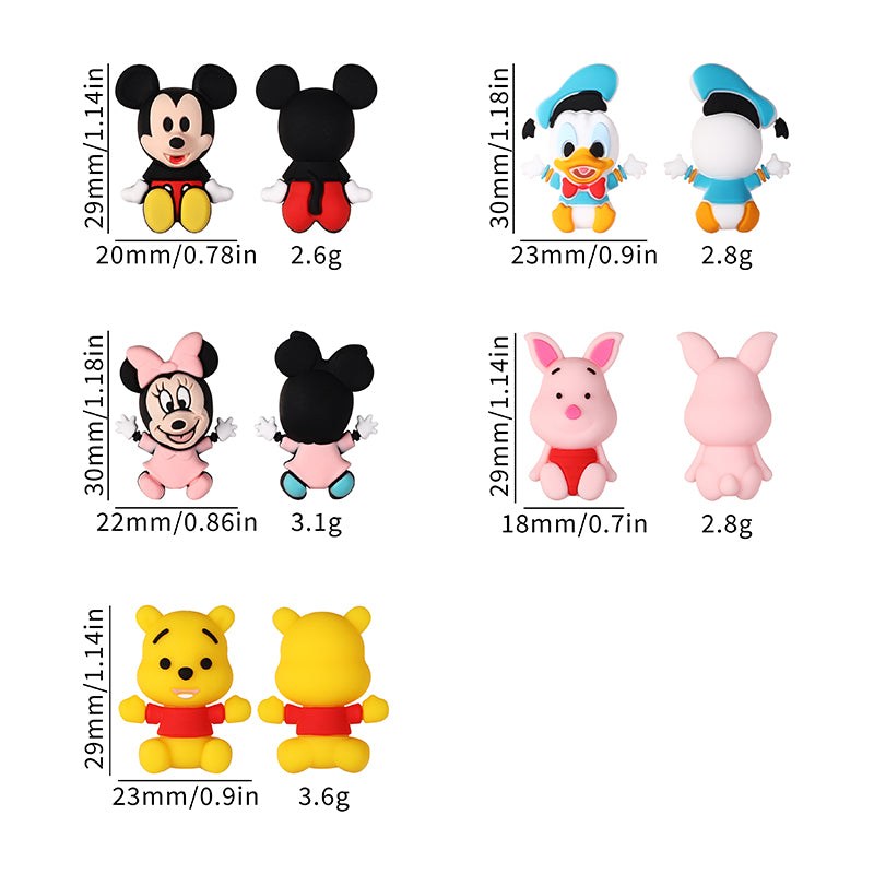 20Pcs Silicone 3D Focal Beads Blue Alien Character Large Ears Sitting Pose 8