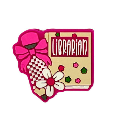 20Pcs Silicone Focal Beads Librarian Book Holding Flower Design 4