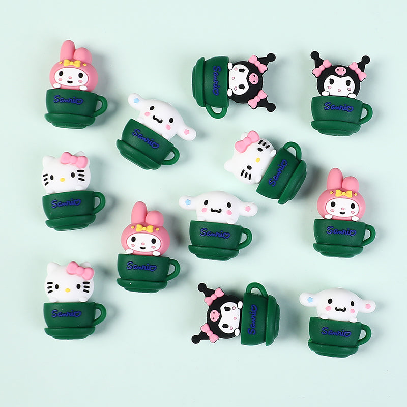 20Pcs Silicone 3D Focal Beads Green Cup Character Sitting Pose 2