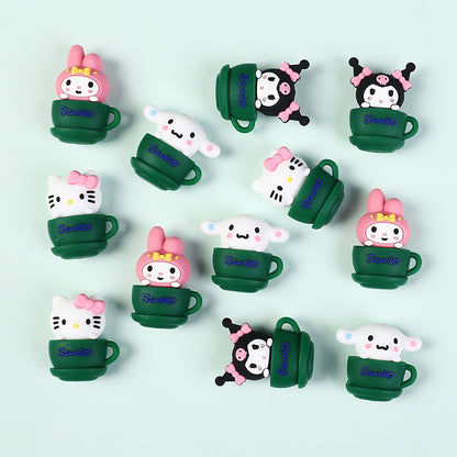 20Pcs Silicone 3D Focal Beads Green Cup Character Sitting Pose 2