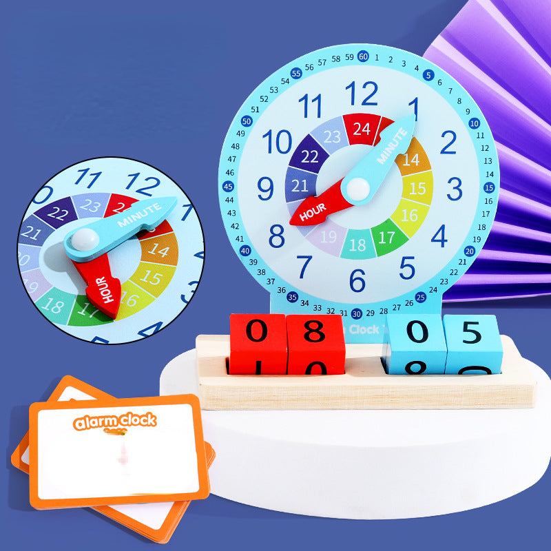 Wooden Montessori Toys Time Learning Alarm Clock Educational Toy 4