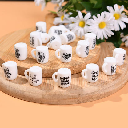 50pcs Silicone Focal Beads Cup Printed Design 3