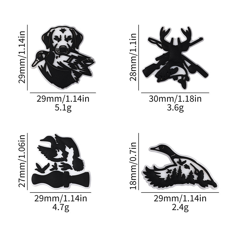 20Pcs Silicone Focal Beads Hunting Season Deer Antlers Crossed Rifles 10