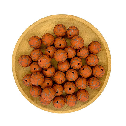 50pcs 15mm Printed Crackle Silicone Beads Colorful Design 21