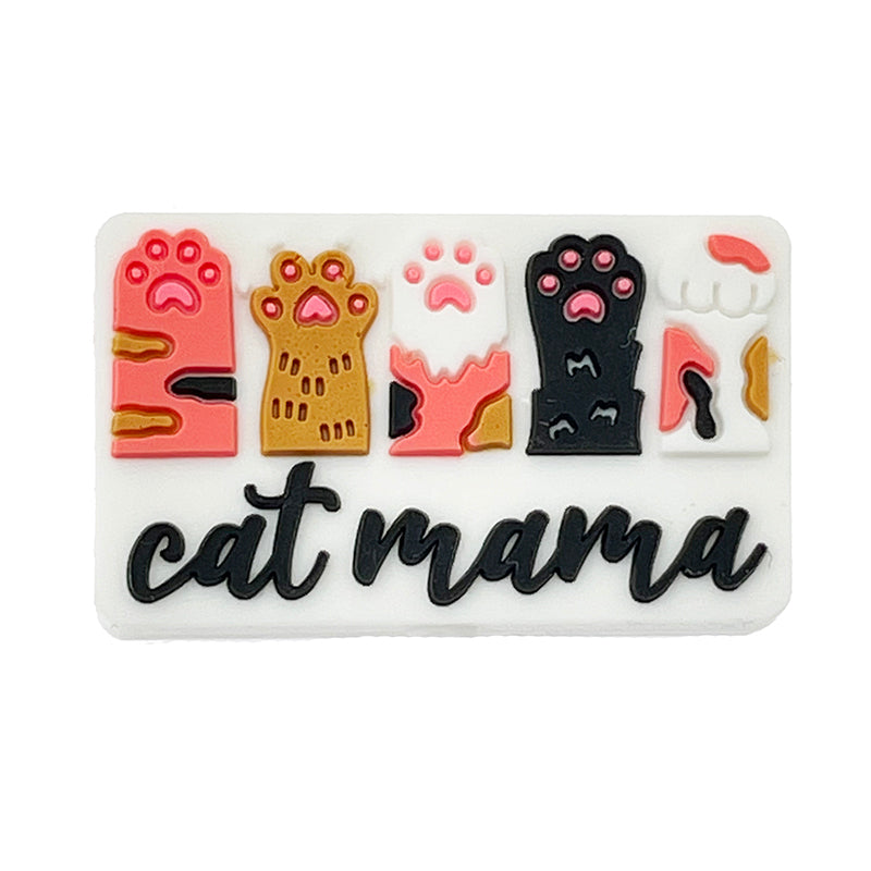 20pcs Silicone Focal Beads Cat Mama Paw Print Design