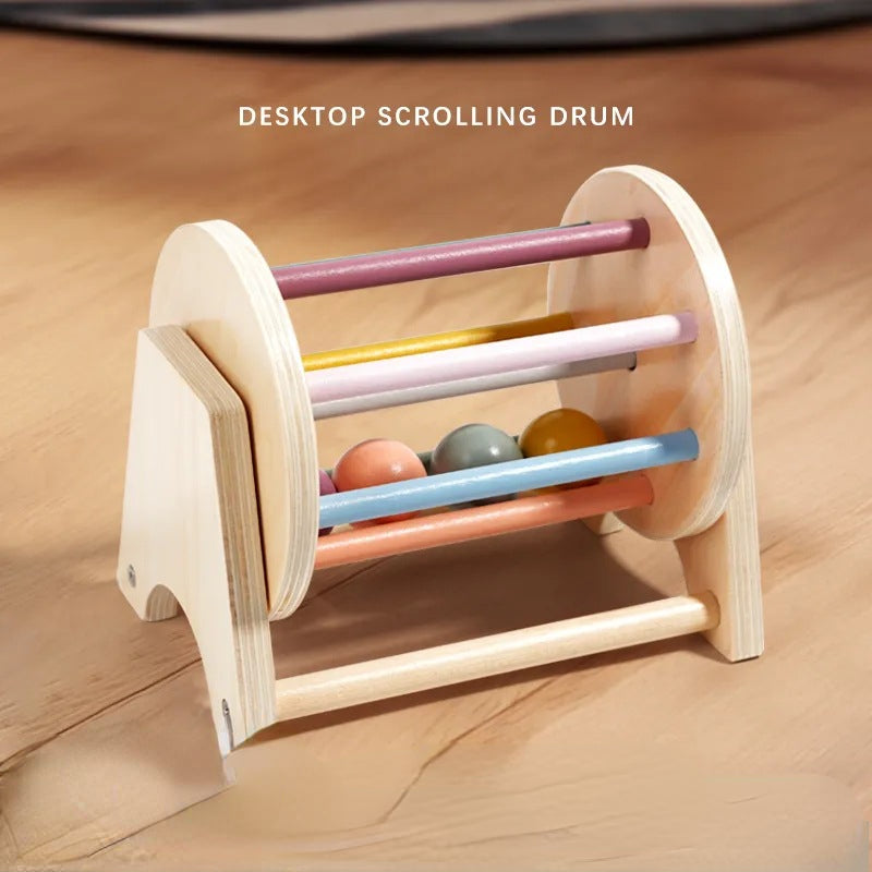 Wooden Rolling Drum Musical Instrument Educational Toy for Infants 2