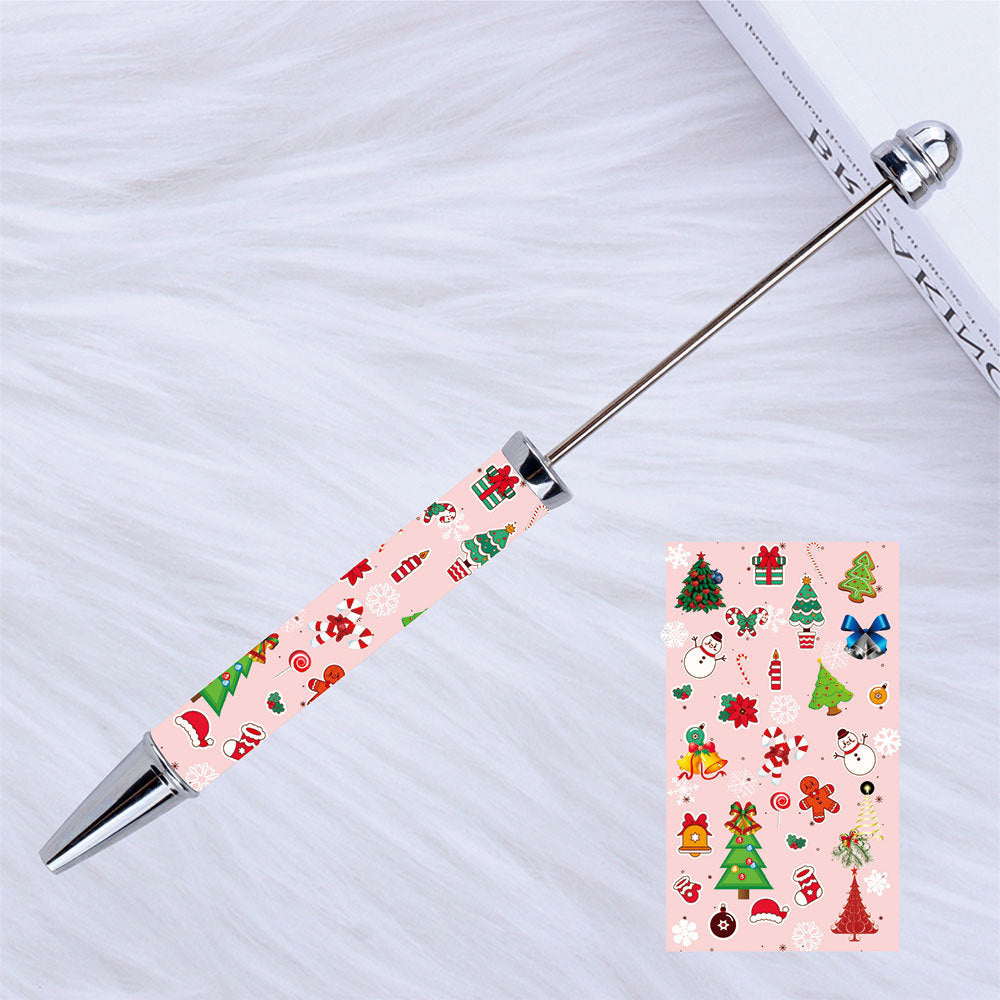 Christmas Beadable Pens Printed Pumpkin Ghost Spider Bat Pens Plastic 3