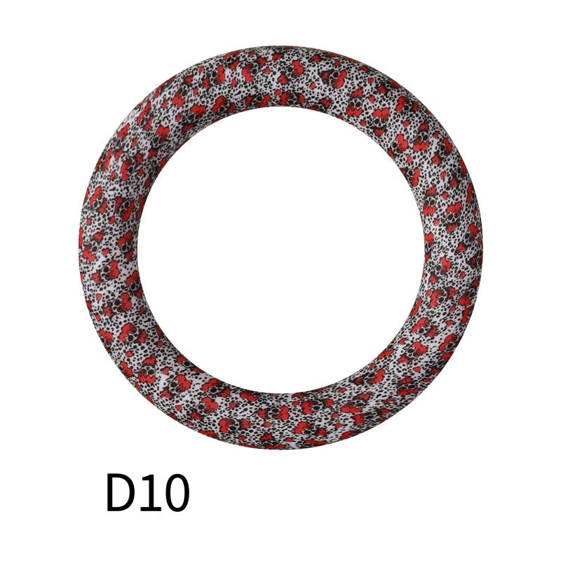 65mm Printed Silicone Beads Ring Shape Printed Design 16