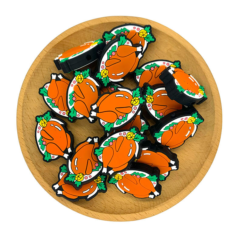 Silicone Focal Beads Roasted Chicken Turkey Thanksgiving On Plate 2