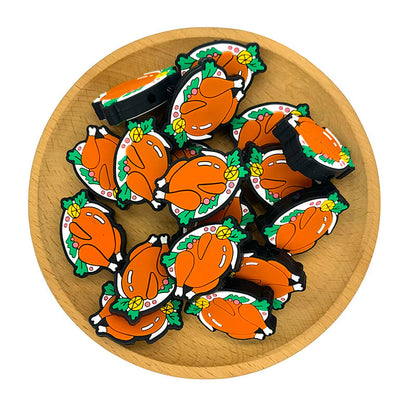 Silicone Focal Beads Roasted Chicken Turkey Thanksgiving On Plate 2