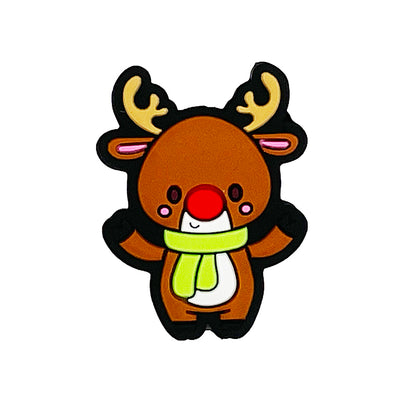 20pcs Silicone Focal Beads Christmas Deer With Scarf