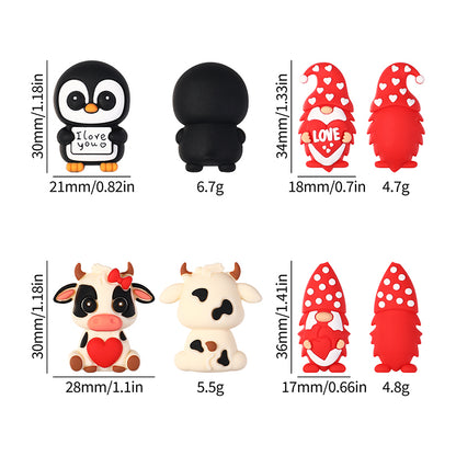20Pcs Silicone 3D Focal Beads Valentine S Day Theme Animal Love Front Facing 9