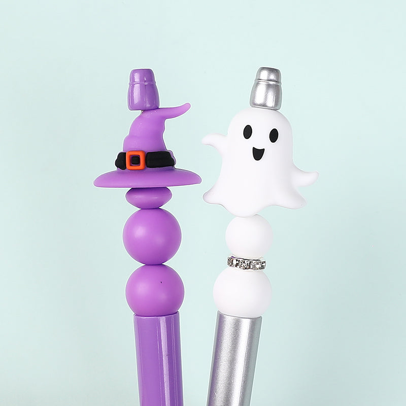20Pcs Silicone 3D Focal Beads Halloween Theme Bat Ghost Haunted House 9