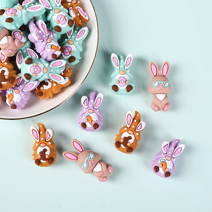 Silicone 3D Focal Beads Easter Bunny Holding Carrot Detail 6