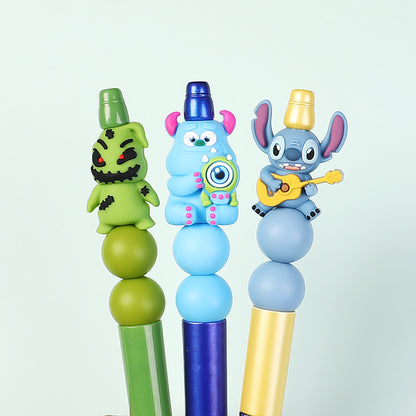 20Pcs Silicone 3D Focal Beads Blue Alien Character Large Ears Various Poses 10