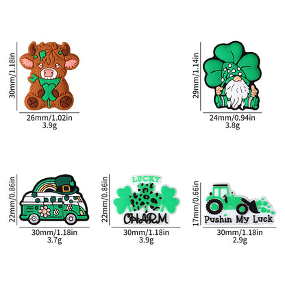 Silicone Focal Beads Saint Patrick Day Clover Highland Cattle Design 11