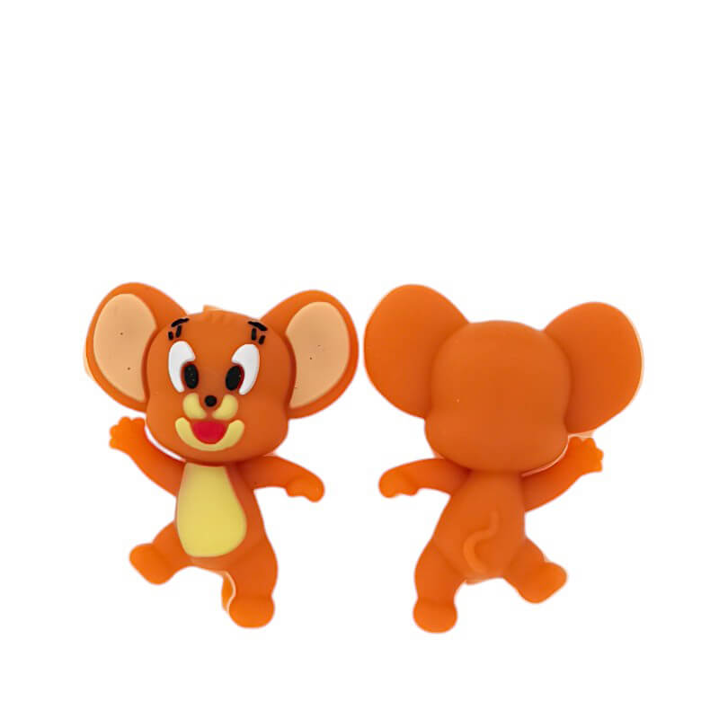 Silicone 3D Focal Beads Orange Mouse Character Standing Pose