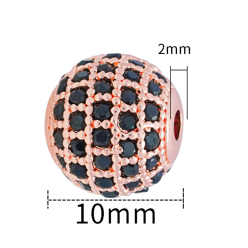 30pcs Fancy Zirconia Paved Brass Round Beads 12