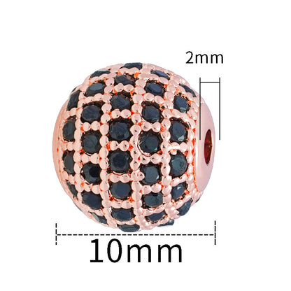 30pcs Fancy Zirconia Paved Brass Round Beads 12